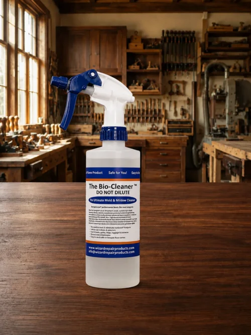 WRP Bio-Cleaner professional wood restoration cleaner for removing dirt, mold, mildew, and contaminants before repairing damaged wood.