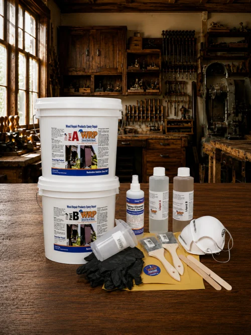 WRP Basic Kit Plus complete epoxy wood repair kit for professional wood restoration projects.