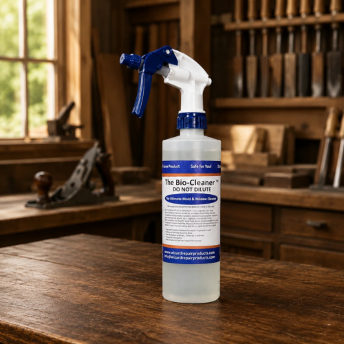WRP Bio-Cleaner professional wood restoration cleaner for removing dirt, mold, mildew, and contaminants before repairing damaged wood.