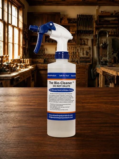 WRP Bio-Cleaner natural wood cleaner for removing mold, mildew, and contaminants before wood repair.