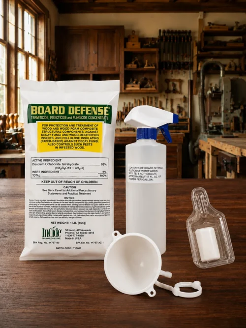WRP Borate Kit complete wood preservation treatment for protecting wood from rot, decay, termites, and fungal damage before repair.