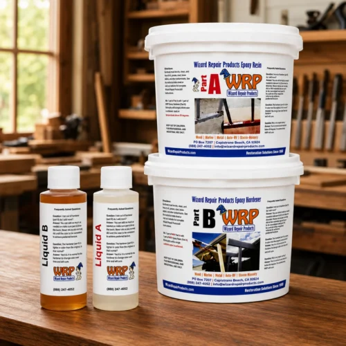 WRP Large Wood Repair Kit for professional structural wood repair, restoration, and rebuilding of rotted or damaged wood.