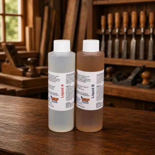 # WRP Product Catalog Photo – Prepare & Restore Series Edit this photo only. This is an IMAGE EDIT, not an image generation. The uploaded product photo is the source of truth and must remain exactly the same. ## ABSOLUTE REQUIREMENTS Do NOT: * Change, redraw, recreate, or replace the product. * Change the bucket, bottle, pouch, rods, labels, logos, packaging, colors, or proportions. * Change any wording or text on the labels. * Add or remove products. * Move the product to a different angle. * Crop the product. * Replace the original WRP branding. * Create new labels or packaging. * Change the size relationship between products. The product itself must remain identical to the original photograph. ## ONLY Improve Replace the existing background with a premium woodworking restoration workshop. ### Scene The product is sitting on a rich walnut hardwood workbench with visible natural wood grain. Behind the product is a softly blurred professional woodworking restoration shop featuring: * reclaimed wood beams * window sash components * woodworking benches * clamps * chisels * hand planes * restoration tools * neatly organized shelves * aged wood samples * subtle workshop details The workshop should feel authentic, warm, clean, and premium. Do NOT clutter the background. ## Lighting Professional editorial commercial product photography. Warm natural daylight entering from the left side of the workshop. Soft fill lighting from the right. Natural realistic shadows beneath the product. Very subtle reflection on the wooden workbench. No harsh shadows. No dramatic lighting. ## Camera Shot on a Sony A1 50mm prime lens f/2.8 aperture Eye-level camera angle. Keep the exact perspective from the original photo. The product must remain perfectly sharp. The workshop background should have a shallow depth of field with a soft natural blur. ## Color Grading Warm walnut wood tones. Natural colors. Slightly warm white balance. Premium industrial catalog look. No oversaturation. No HDR effect. No artificial sharpening. No CGI appearance. ## Cleanup Remove dust, fingerprints, glare, scratches, sensor dust, and minor imperfections while preserving every original detail of the product. ## Final Goal Create a premium commercial catalog photograph suitable for the WRP website and printed marketing materials. The final image should look like it was professionally photographed in a high-end woodworking restoration workshop while preserving the original WRP product exactly as photographed. The viewer should immediately understand that this product is part of the "Prepare & Restore" stage of the WRP Wood Repair System.