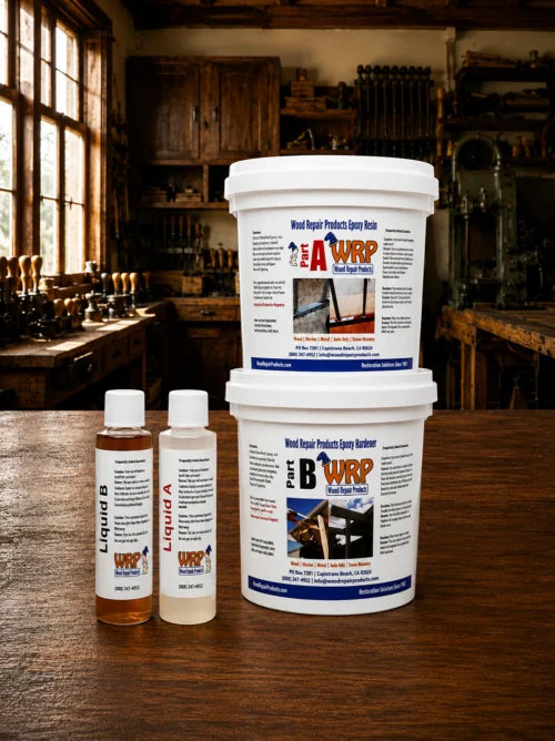 WRP Medium Wood Repair Kit for restoring rotten and damaged wood with structural epoxy.