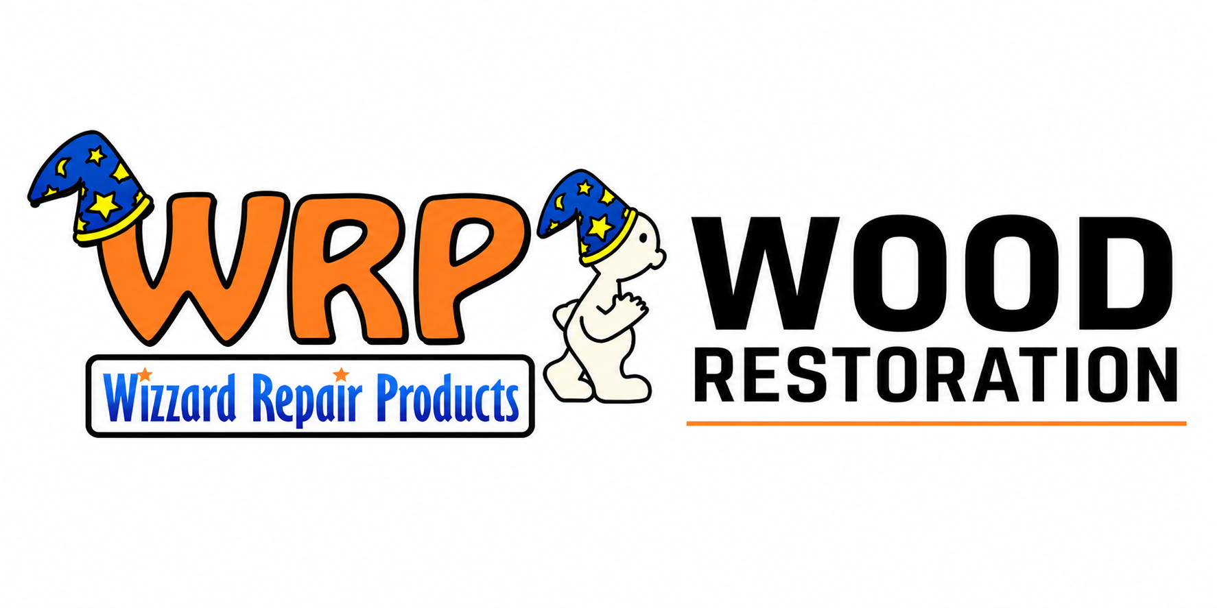 WRP Wood Restoration logo for Wizzard Repair Products, specialists in permanent rotten wood repair and restoration.