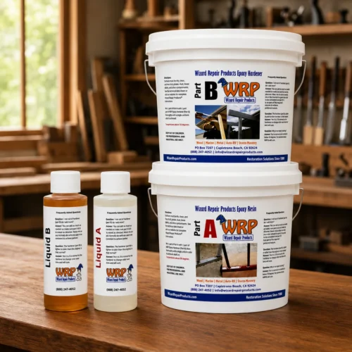 WRP XL Wood Repair Kit containing professional epoxy wood repair products for large wood restoration and structural repairs.