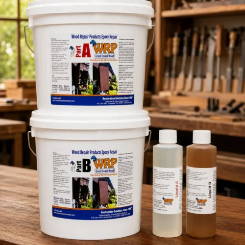 WRP XXL Wood Repair Kit containing professional epoxy wood repair products for large wood restoration and structural repairs.